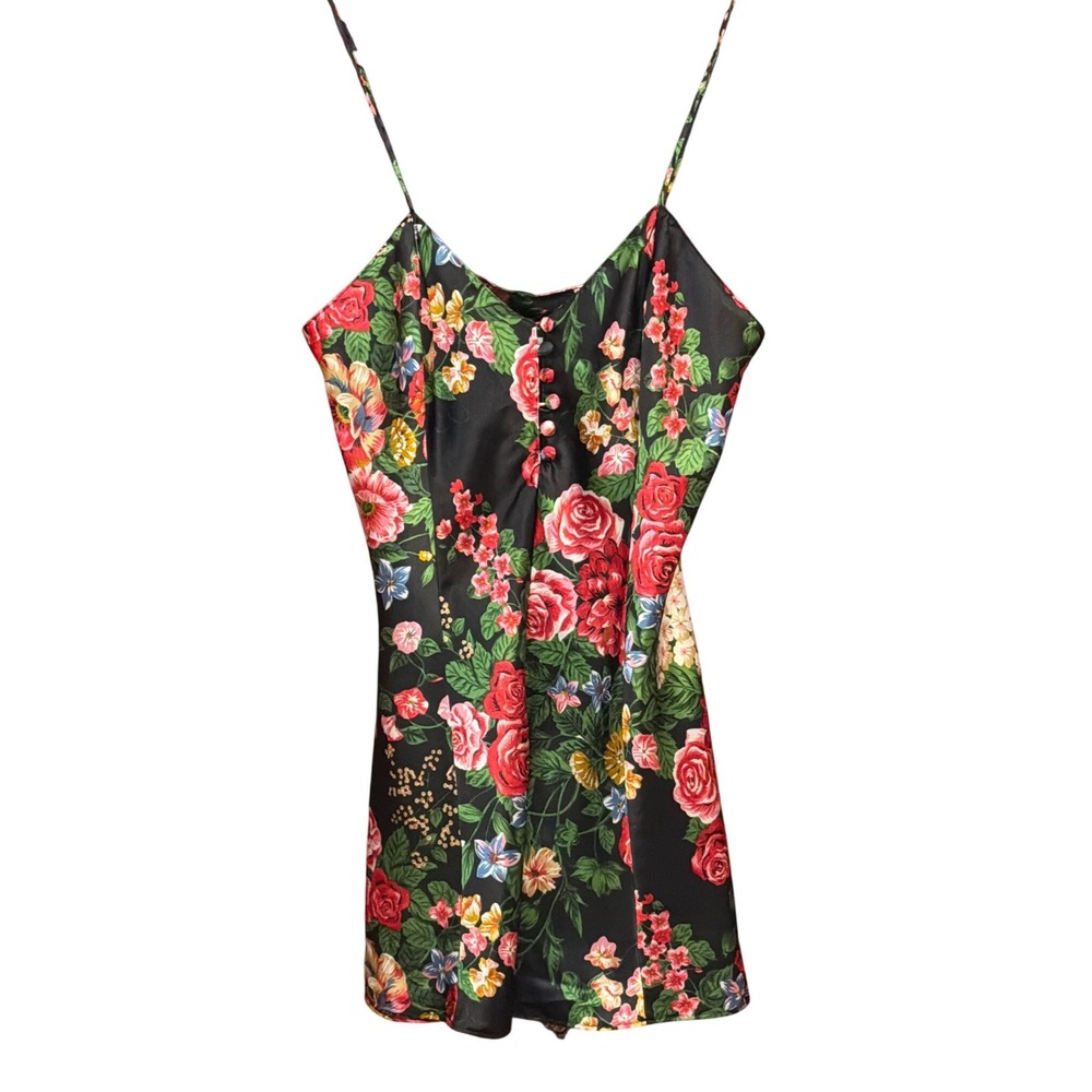 Vintage 90s Y2K Cacique Floral Chemise Romper Cottagecore Romantic Coquette